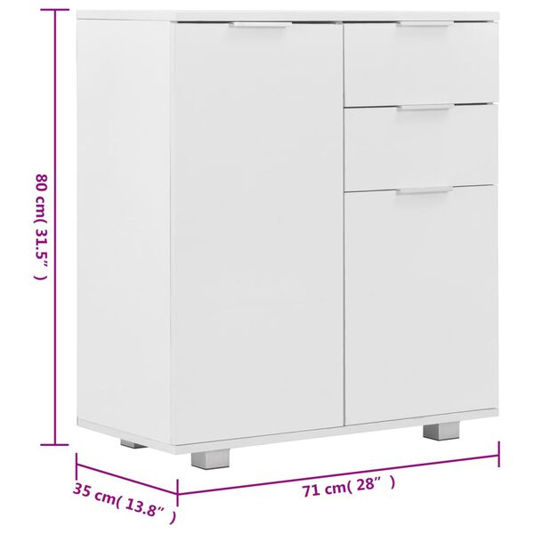 vidaXL Μπουφές Ψηλός Γυαλιστερός Λευκός 71x35x80εκ. Επεξεργασμένο Ξύλο