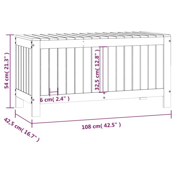 vidaXL Μπαούλο Αποθήκευσης Κήπου 76x42,5x54 εκ. Μασίφ Ξύλο Πεύκου