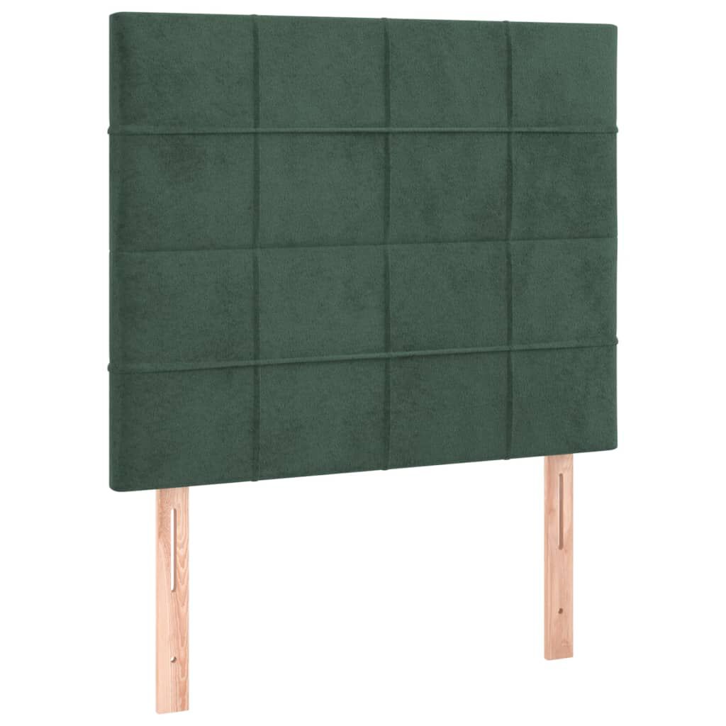 vidaXL Κρεβάτι Boxspring με Στρώμα & LED Σκ. Πράσινο 120x200εκ Βελούδο