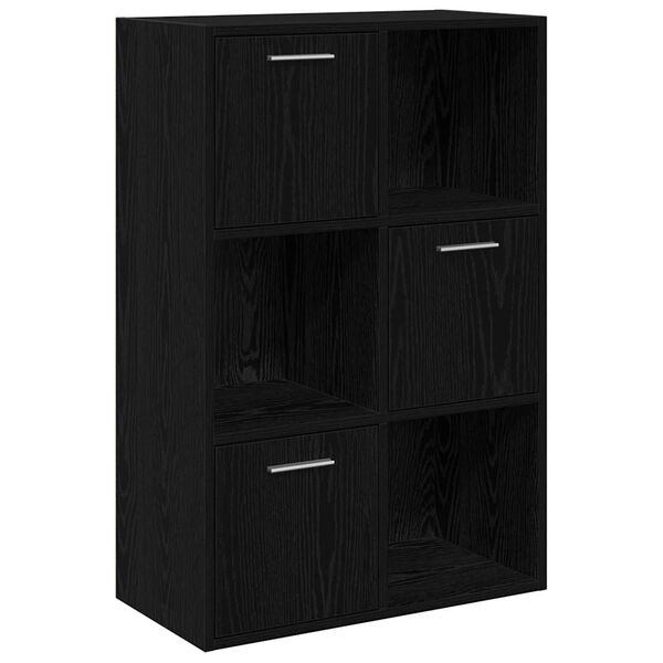 vidaXL Ραφιέρα με Ντουλάπια Μαύρη 60 x 29,5 x 90 εκ. από Επεξ. Ξύλο
