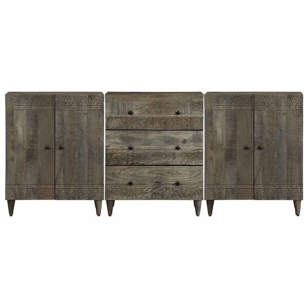 vidaXL 3 τεμαχίων Sideboards ανοιχτό γκρι μασίφ ξύλο Mango