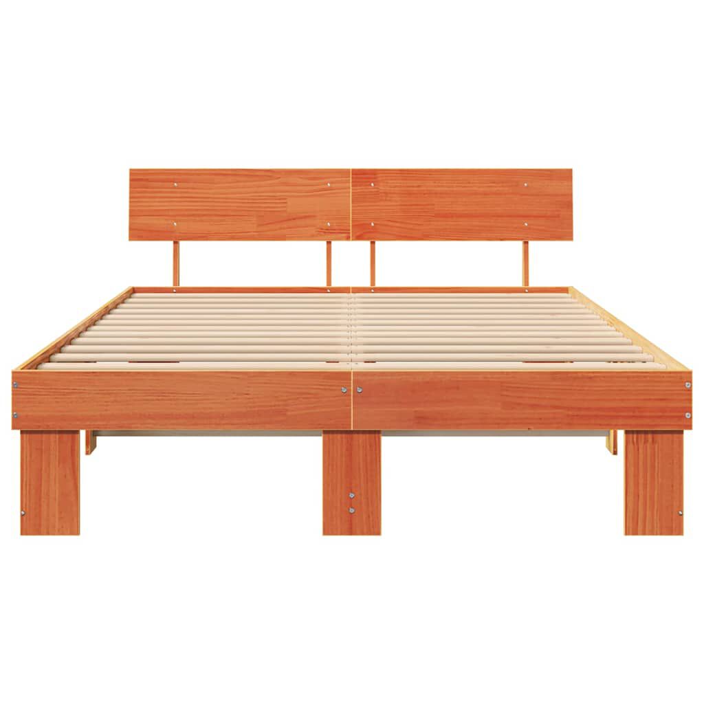 vidaXL Σκελετός Κρεβατιού Καφέ κεριού 150 x 200 cm Μασίφ ξύλο πεύκου