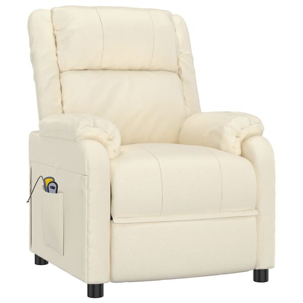 vidaXL Πολυθρόνα Μασάζ Ηλεκτρική Κρεμ από Συνθετικό Δέρμα