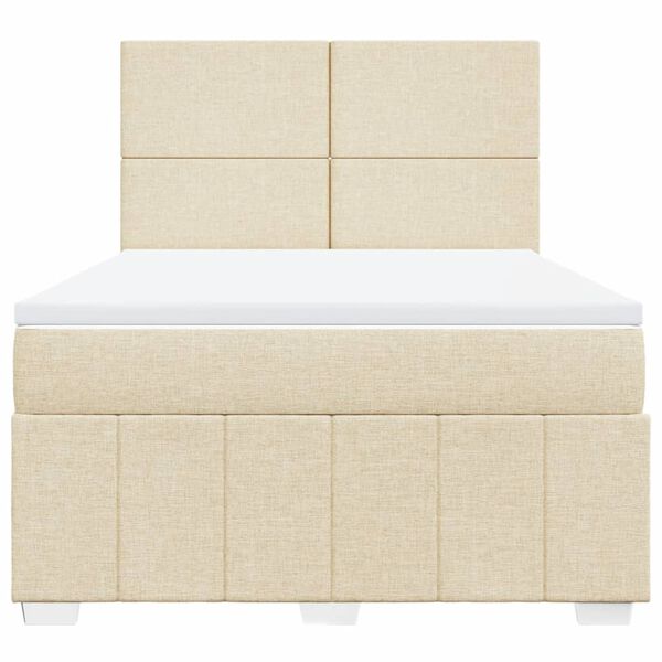 vidaXL Κρεβάτι Boxspring με Στρώμα Κρεμ 140x200 εκ. Υφασμάτινο