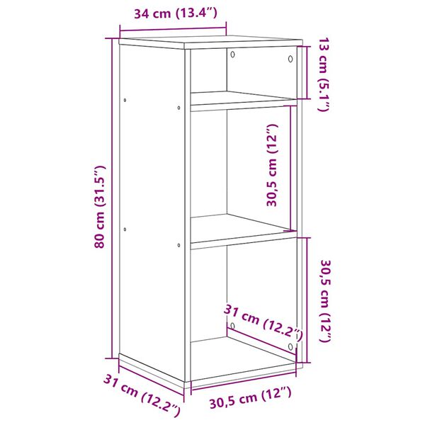 ντουλάπι βιβλίων vidaXL Λευκό 34x31x80 cm Κατασκευασμένο ξύλο
