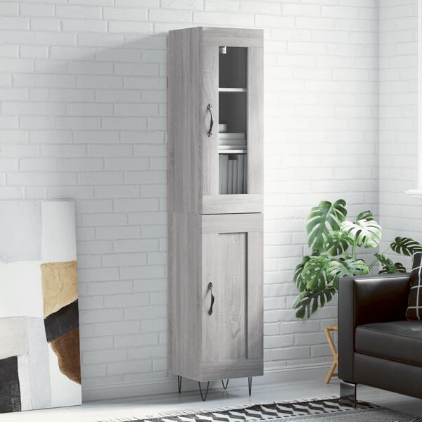 vidaXL Μπουφές Sonoma Γκρι 34,5 x 34 x 180 εκ. από Επεξεργασμένο Ξύλο
