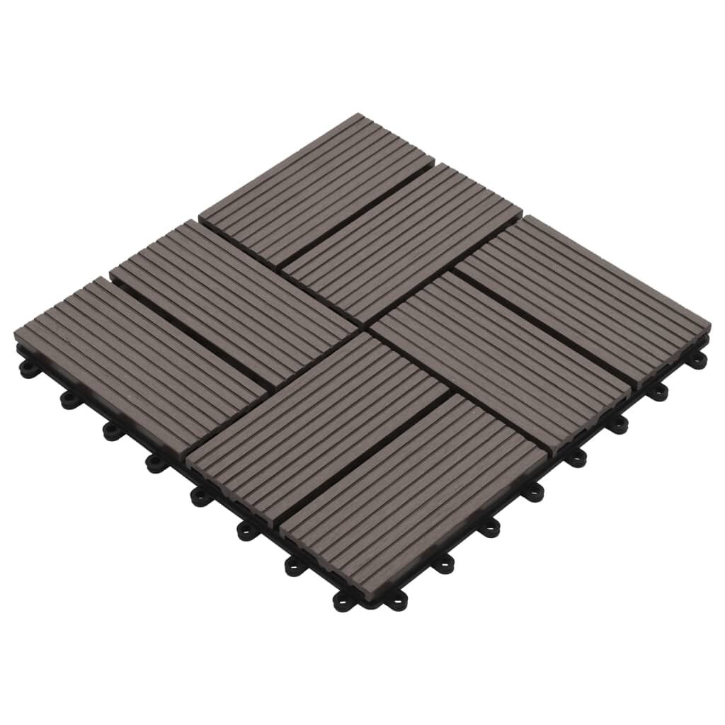 vidaXL Πλακάκια Deck 11 τεμ. Σκούρο Καφέ 30 x 30 εκ. 1 μ² από WPC