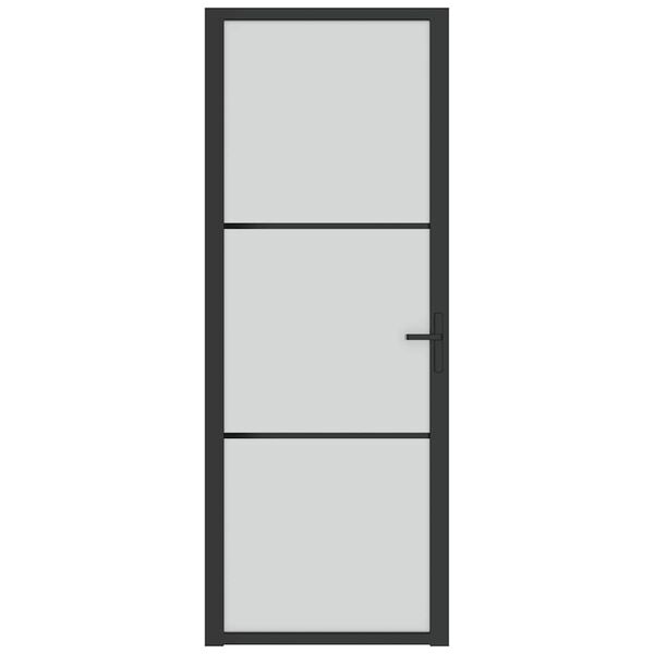 vidaXL Εσωτερική Πόρτα 76x201,5 εκ. Μαύρο Ματ Γυαλί και Αλουμίνιο