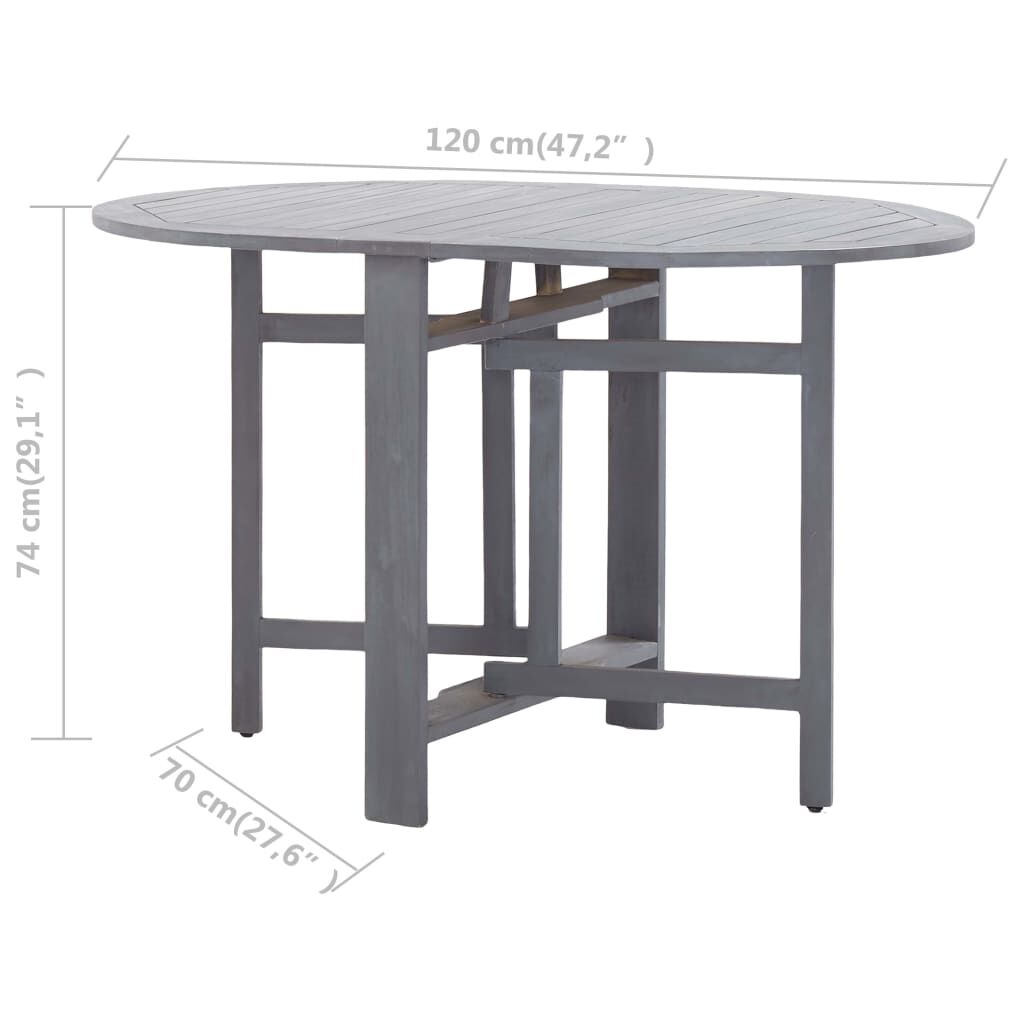 vidaXL Τραπέζι Κήπου Γκρι 120 x 70 x 74 εκ. από Μασίφ Ξύλο Ακακίας