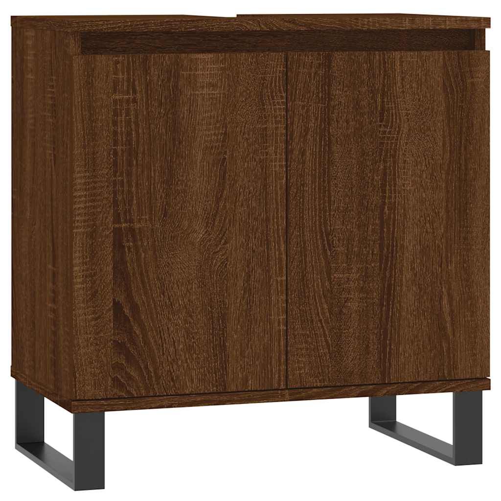 vidaXL Ντουλάπι Μπάνιου Καφέ Δρυς 58 x 33 x 60 εκ. από Επεξεργ. Ξύλο