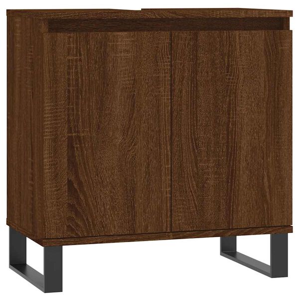 vidaXL Ντουλάπι Μπάνιου Καφέ Δρυς 58 x 33 x 60 εκ. από Επεξεργ. Ξύλο