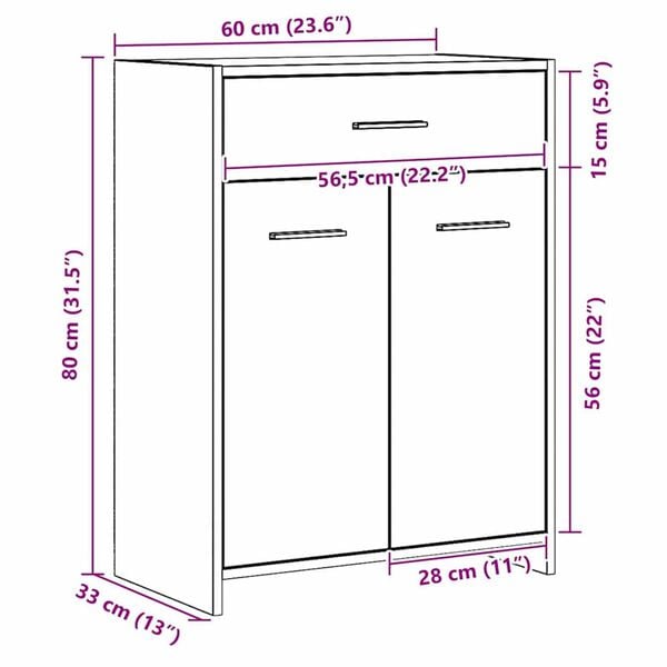 vidaXL Ντουλάπι Μπάνιου Μαύρη Οξυά 60 x 33 x 80 εκ. Μασίφ ξύλο δρυός