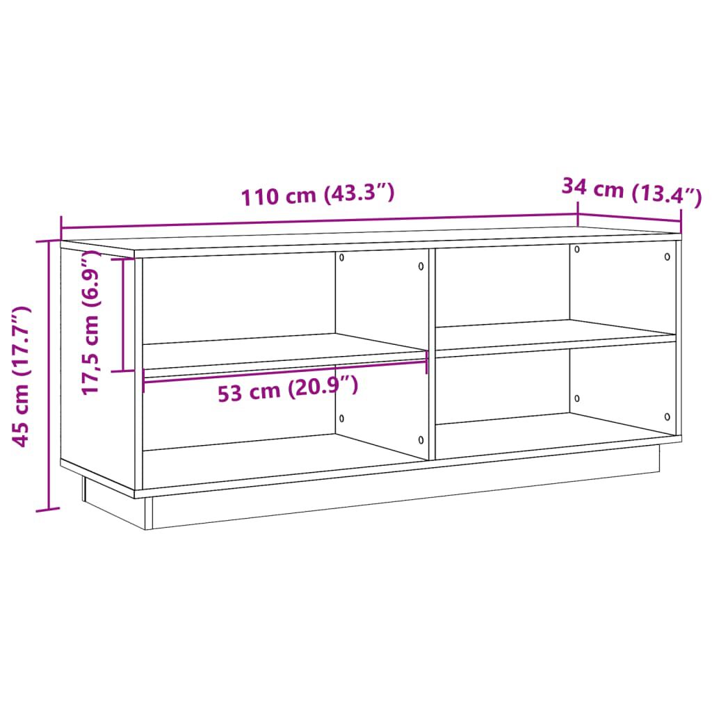 vidaXL Παπουτσοθήκη Καφέ Κεριού 110 x 34 x 45 εκ. Μασίφ Ξύλο Πεύκου