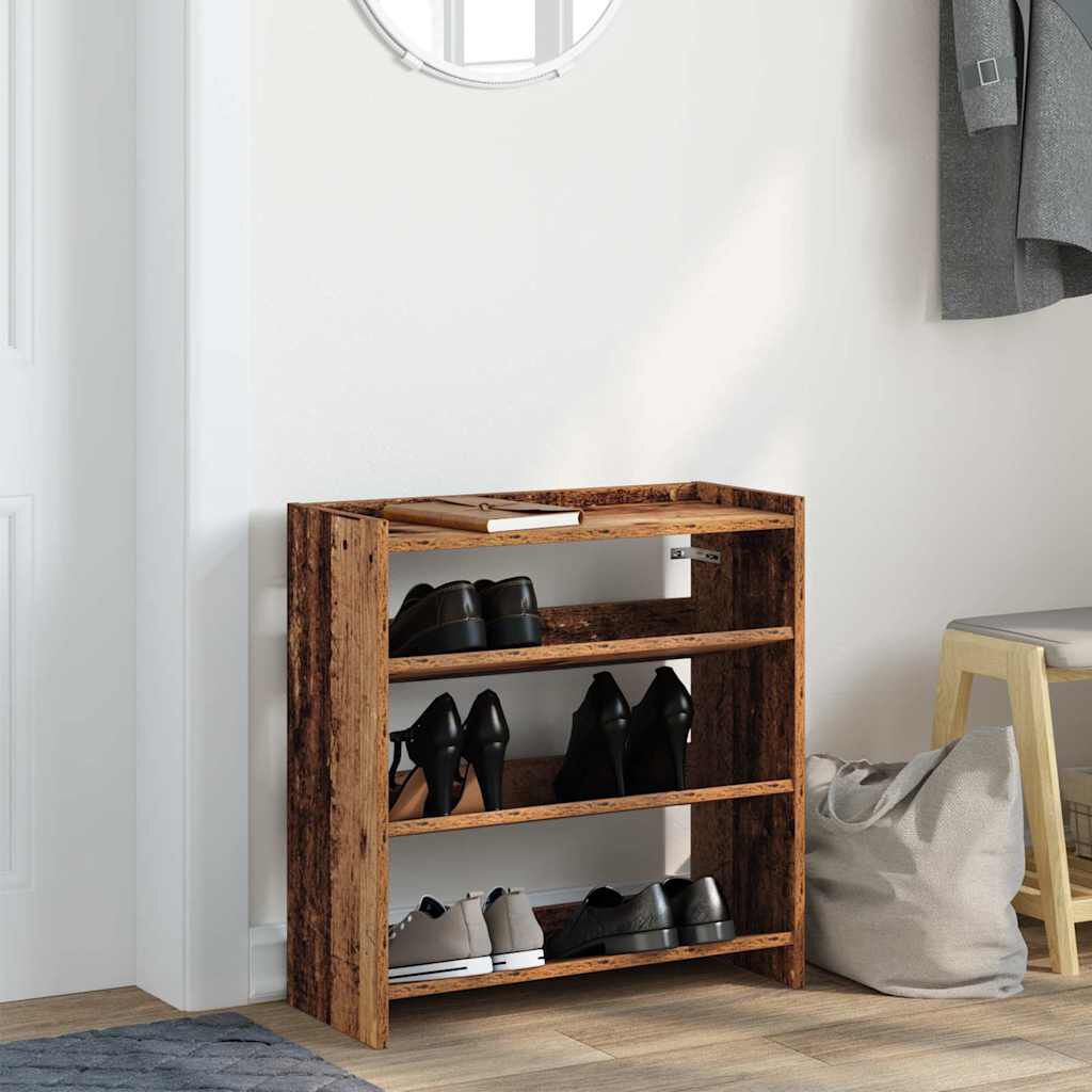 Ράφι παπουτσιών vidaXL Παλιό ξύλο 60x25x62 cm Κατασκευασμένο ξύλο