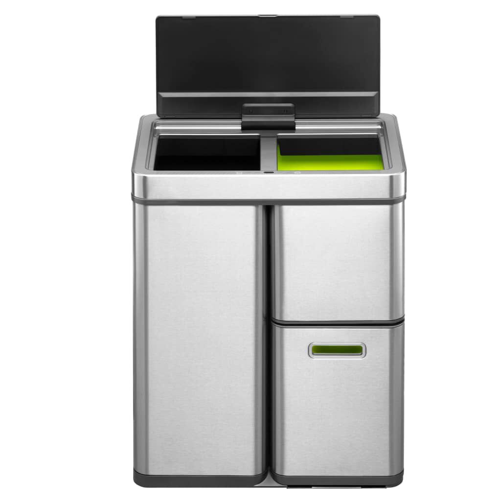 EKO Κάδος με Αισθητήρα Mirage Plus Ματ Ασημί 1x30 Λίτρα + 2x15 Λίτρα