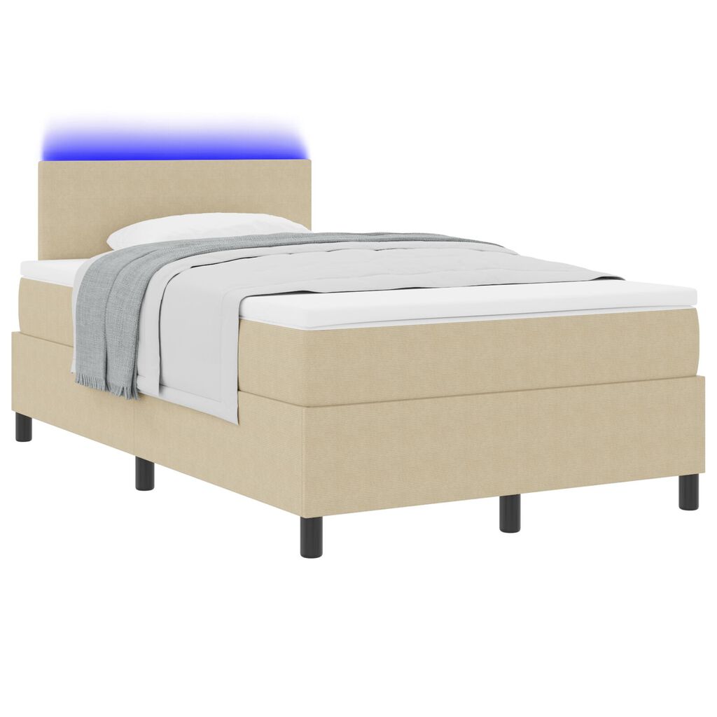 vidaXL Κρεβάτι σπαστής βάσης με Στρώμα & LED Φως Μπεζ 120x200 εκ. Ύφασμα βελόνα
