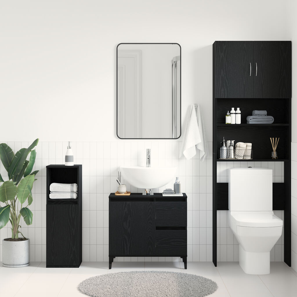 vidaXL Ντουλάπι Νιπτήρα Μαύρη Δρυς 65x33x60 εκ. Ξύλο Επεξεργασμένο