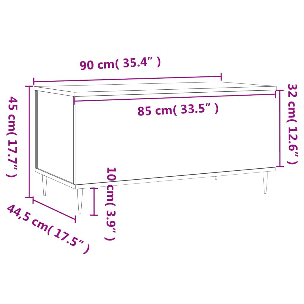 vidaXL Τραπεζάκι Σαλονιού Γκρι Σκυροδ. 90x44,5x45 εκ. Επεξεργ. Ξύλο