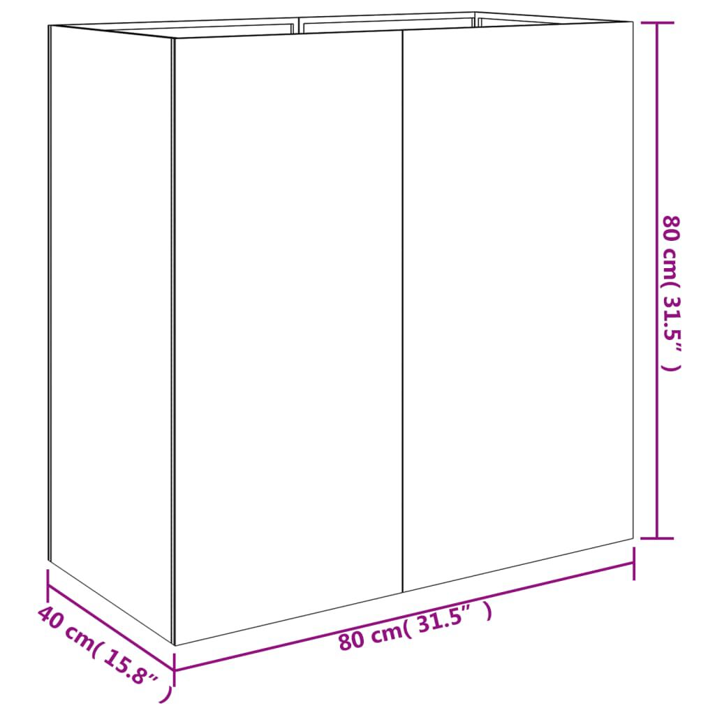 vidaXL Ζαρντινιέρα 40x80x80 εκ. από Ατσάλι Σκληρυθέν στον Αέρα