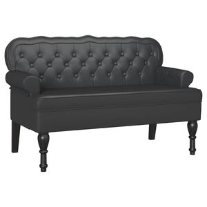 vidaXL Καναπές Chesterfield Μαύρο 119.5 x 64.5 x 75 εκ. Τεχνητό Δέρμα