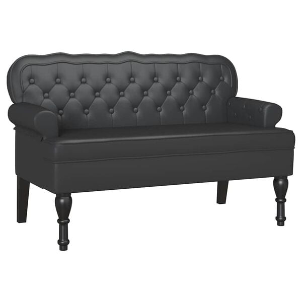 vidaXL Καναπές Chesterfield Μαύρο 119.5 x 64.5 x 75 εκ. Τεχνητό Δέρμα