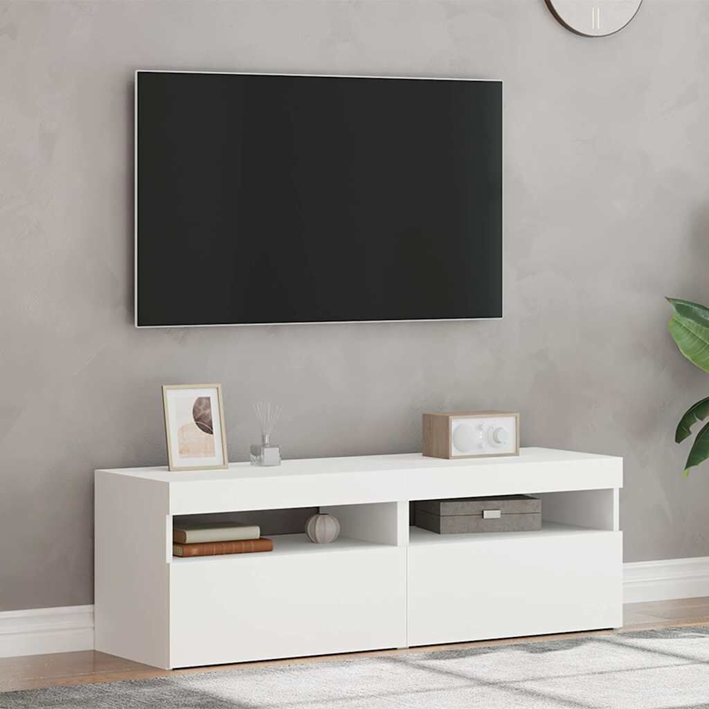 vidaXL Έπιπλα Τηλεόρασης με LED 2 τεμ. Λευκά 60 x 35 x 40 εκ.