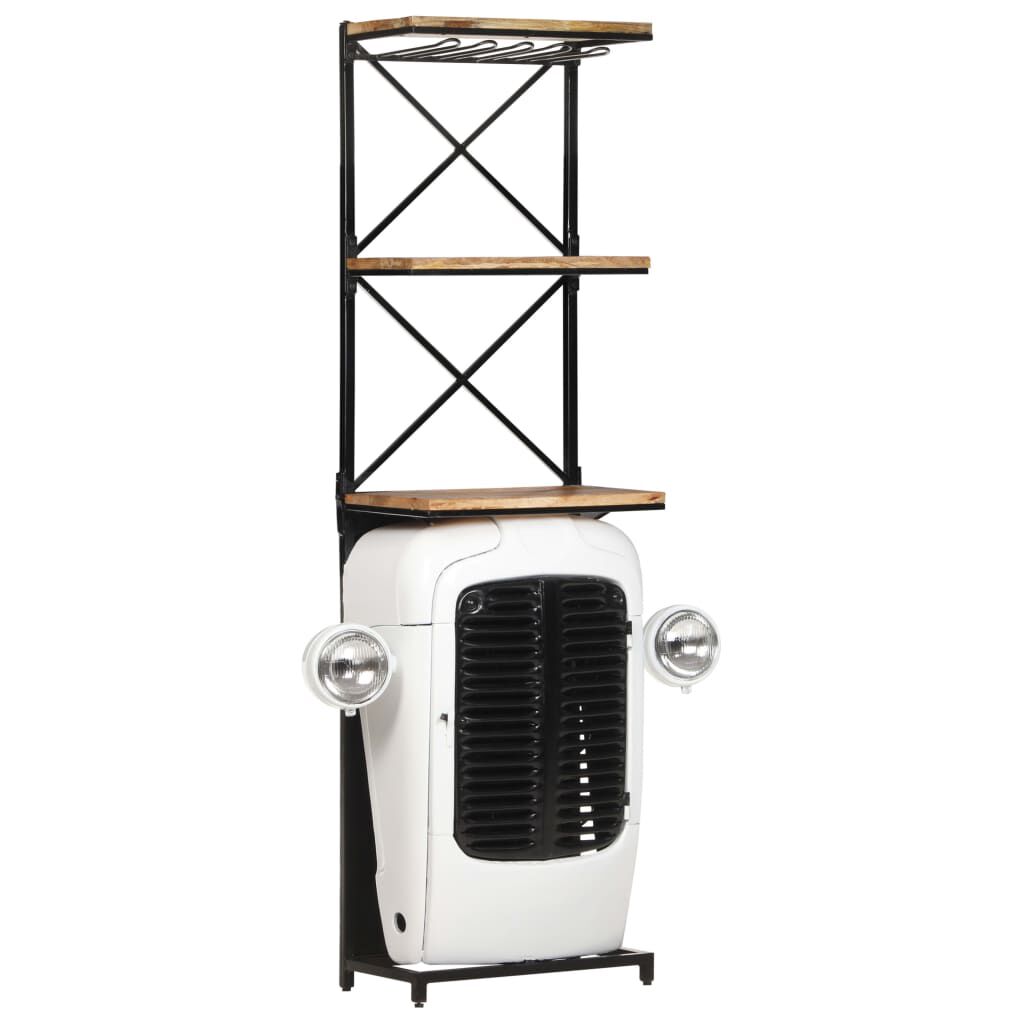 vidaXL Κάβα Κρασιών Λευκή Όψη Τρακτέρ 49x31x172 εκ. Μασίφ Ξύλο Μάνγκο