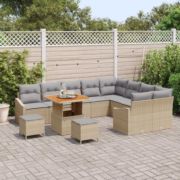 vidaXL Σετ Καναπέ Κήπου 12 pcs Μπέζ και Ανοιχτό Γκρι 80 x 80 x 71 cm