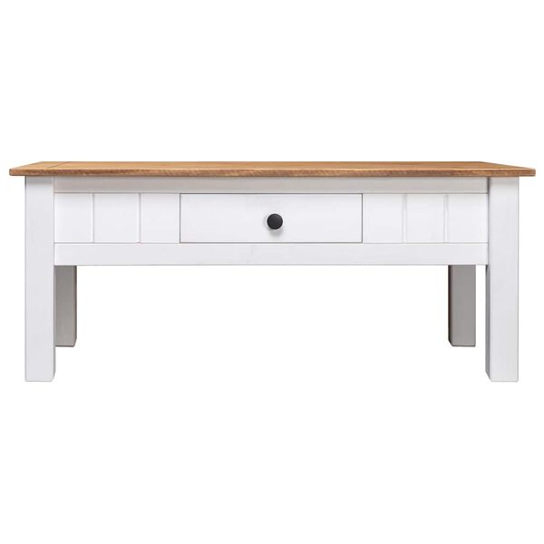 vidaXL Τραπεζάκι Σαλονιού Λευκό 100x60x45 εκ. Μασίφ Πεύκο Σειρά Panama