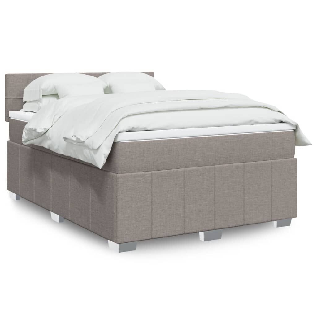 vidaXL Κρεβάτι Boxspring με Στρώμα Taupe 160x200 εκ. Υφασμάτινο