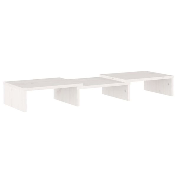vidaXL Βάση Οθόνης Λευκή 60 x 24 x 10,5 εκ. από Μασίφ Ξύλο Πεύκου