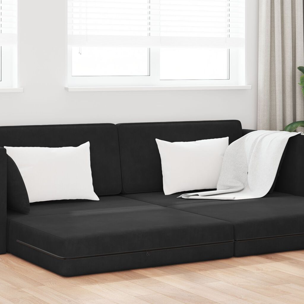 vidaXL Κρεβάτι Καναπές 2 σε 1 Μαύρος 213x144x60 εκ Βελούδο