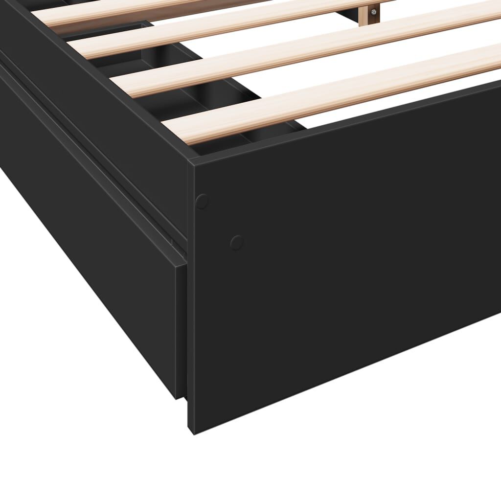 vidaXL Πλαίσιο Κρεβατιού με Συρτάρια Μαύρο 180x200 εκ Επεξεργ. Ξύλο