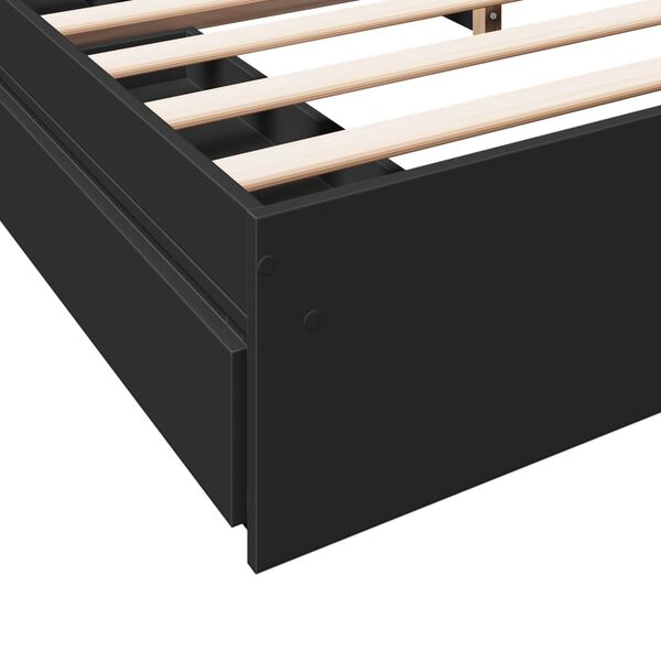 vidaXL Πλαίσιο Κρεβατιού με Συρτάρια Μαύρο 180x200 εκ Επεξεργ. Ξύλο