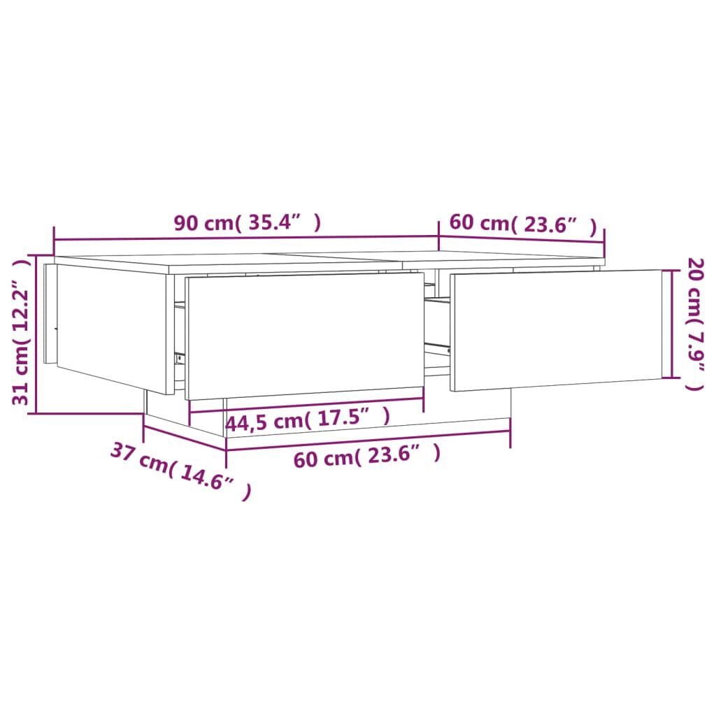 vidaXL Τραπεζάκι Σαλονιού Γκρι Sonoma 90x60x31 εκ. Επεξεργασμένο Ξύλο