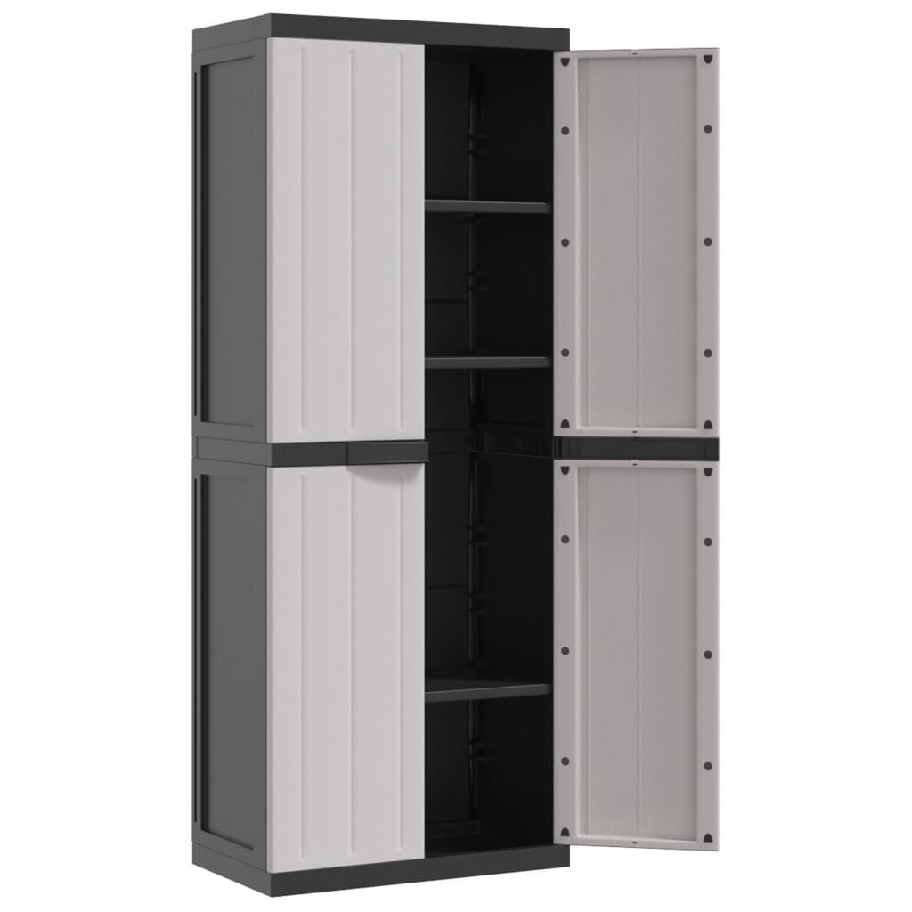 vidaXL Ντουλάπι Αποθ. Εξ. Χώρου Γκρι/Μαύρο 65x37x165εκ. Πολυπροπυλένιο