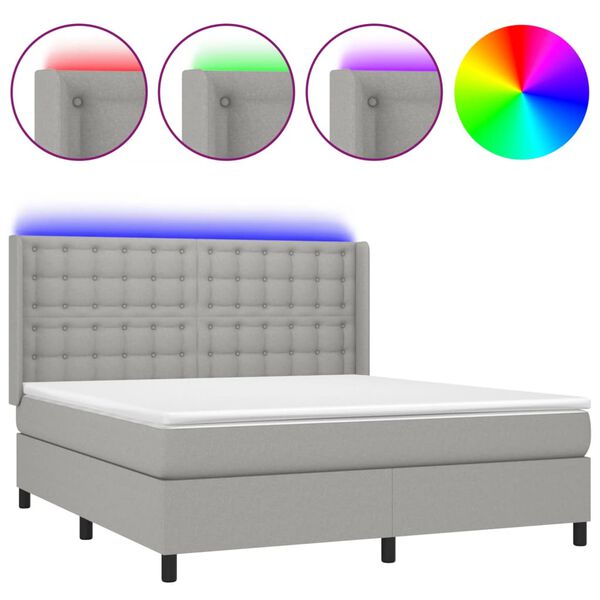 vidaXL &Kappa;&rho;&epsilon;&beta;ά&tau;&iota; Boxspring &mu;&epsilon; &Sigma;&tau;&rho;ώ&mu;&alpha; & LED &Alpha;&nu;.&Gamma;&kappa;&rho;&iota; 180x200&epsilon;&kappa;. &Upsilon;&phi;&alpha;&sigma;&mu;ά&tau;&iota;&nu;&omicron;