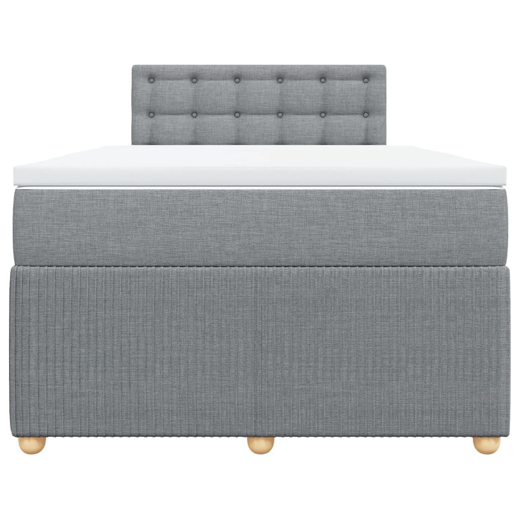 vidaXL Κρεβάτι Boxspring με Στρώμα Ανοιχτό Γκρι 120x200 εκ. Υφασμάτινο
