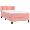 vidaXL Κρεβάτι Boxspring με Στρώμα Ροζ 90x200 εκ. Βελούδινο