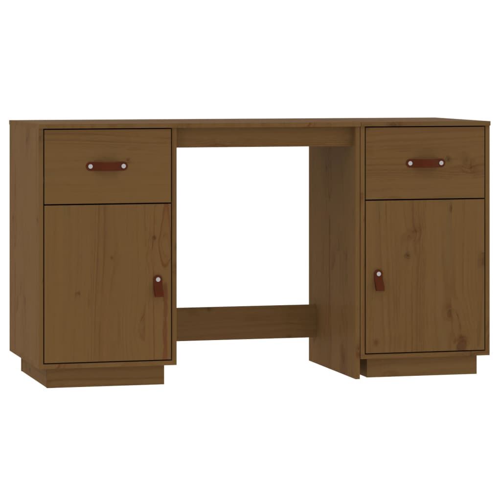 vidaXL Ντουλάπι Γραφείου Καφέ Μελί 135x50x75εκ. από Μασίφ Ξύλο Πεύκου