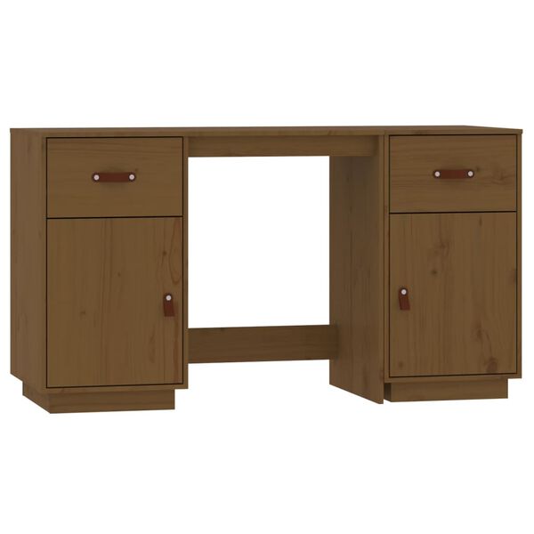 vidaXL Ντουλάπι Γραφείου Καφέ Μελί 135x50x75εκ. από Μασίφ Ξύλο Πεύκου