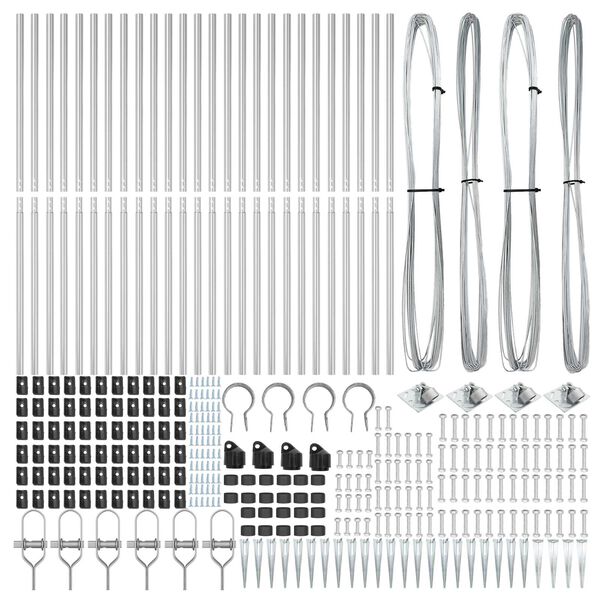 vidaXL Στύλος Περιφράξεων Άλλο 26 pcs Γκρι 3,2 x 3,2 x 140 εκ Ατσάλι