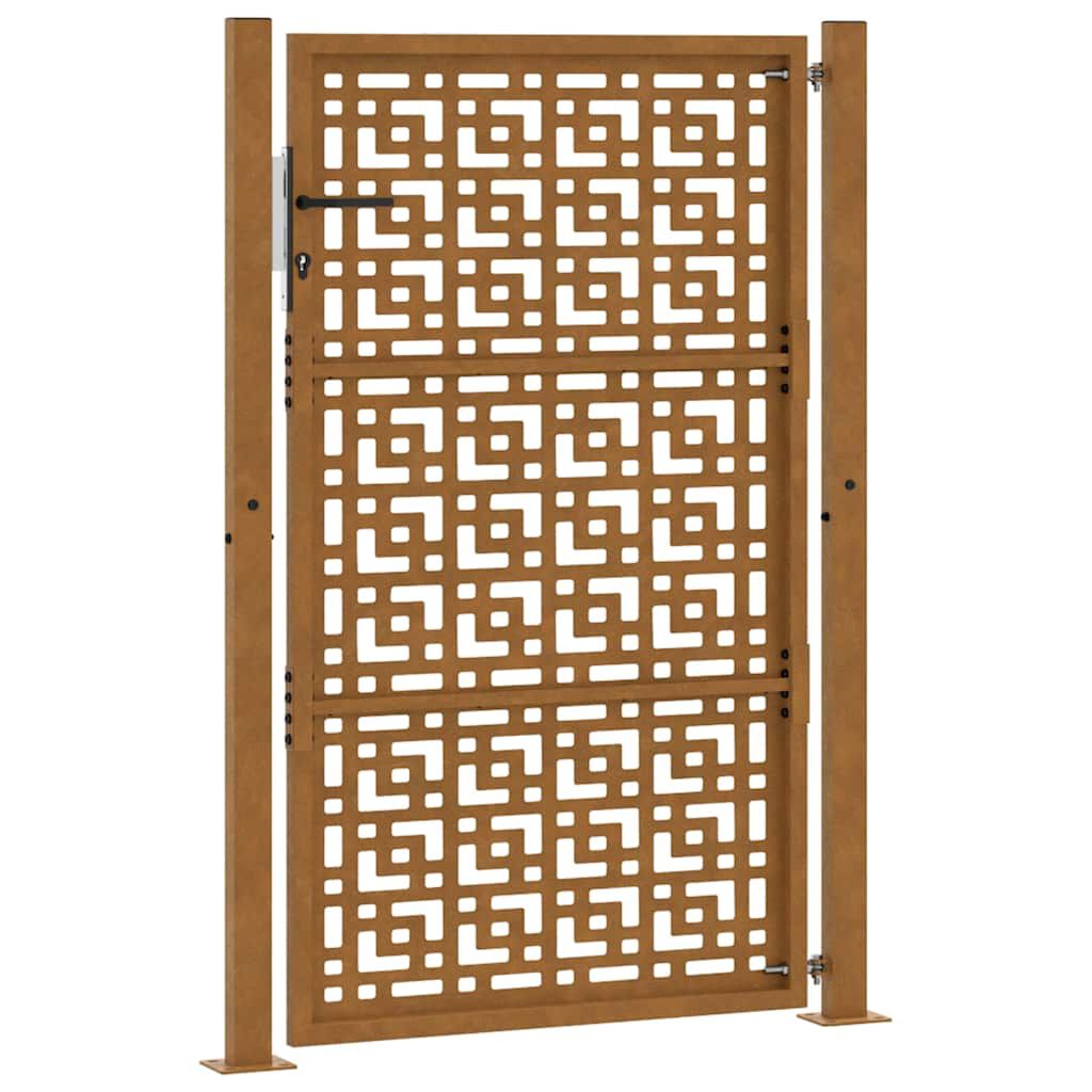 vidaXL Πύλη κήπου 105x155 cm Σταυρός σχεδιασμού από διαβρωμένο χάλυβα