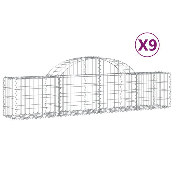 vidaXL Συρματοκιβώτια Τοξωτά 9 τεμ. 200x30x40/60 εκ. Γαλβαν. Ατσάλι