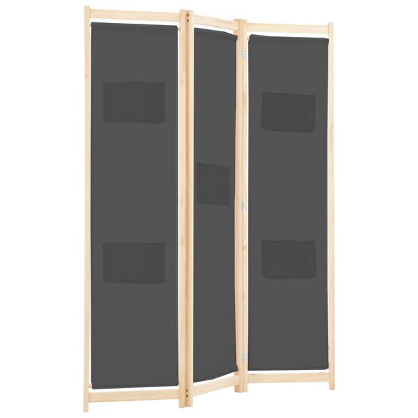 vidaXL Διαχωριστικό Δωματίου με 3 Πάνελ Γκρι 120x170x4 εκ. Υφασμάτινο