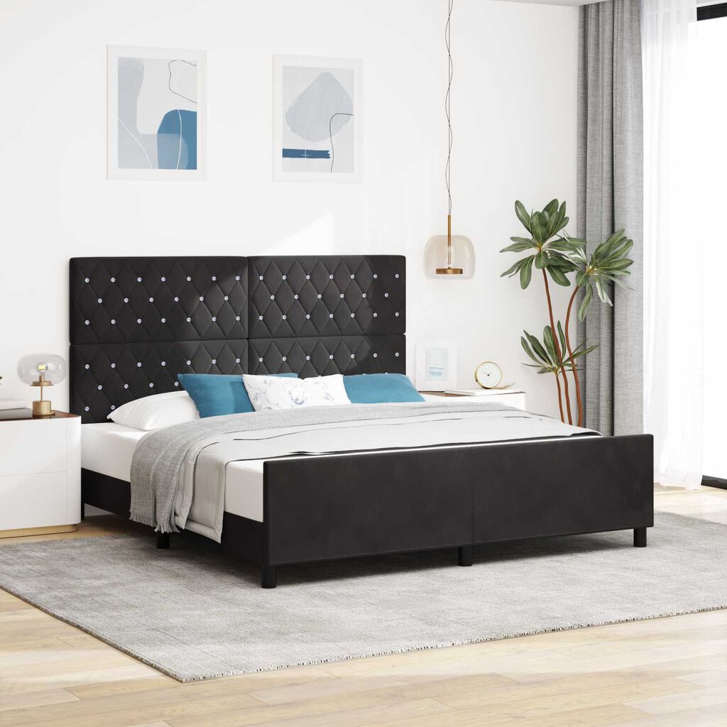 vidaXL Κρεβάτι Μαύρο 180x200 εκ. Βελούδο