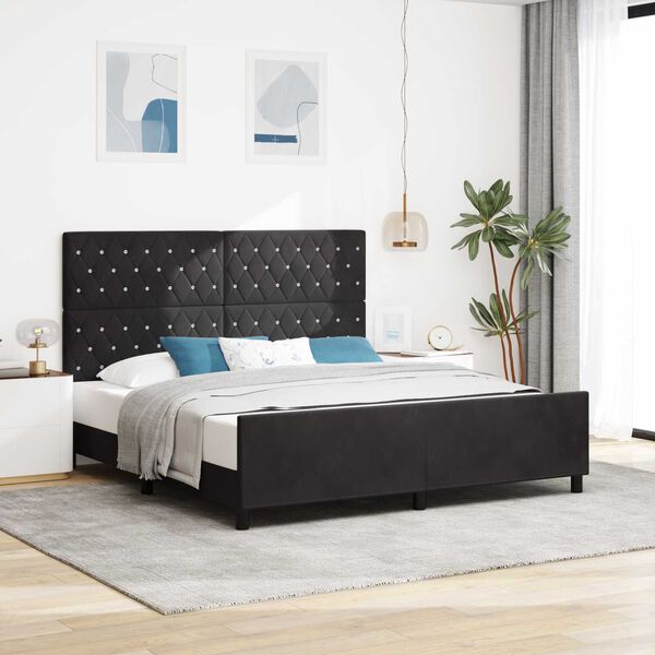 vidaXL Κρεβάτι Μαύρο 180x200 εκ. Βελούδο