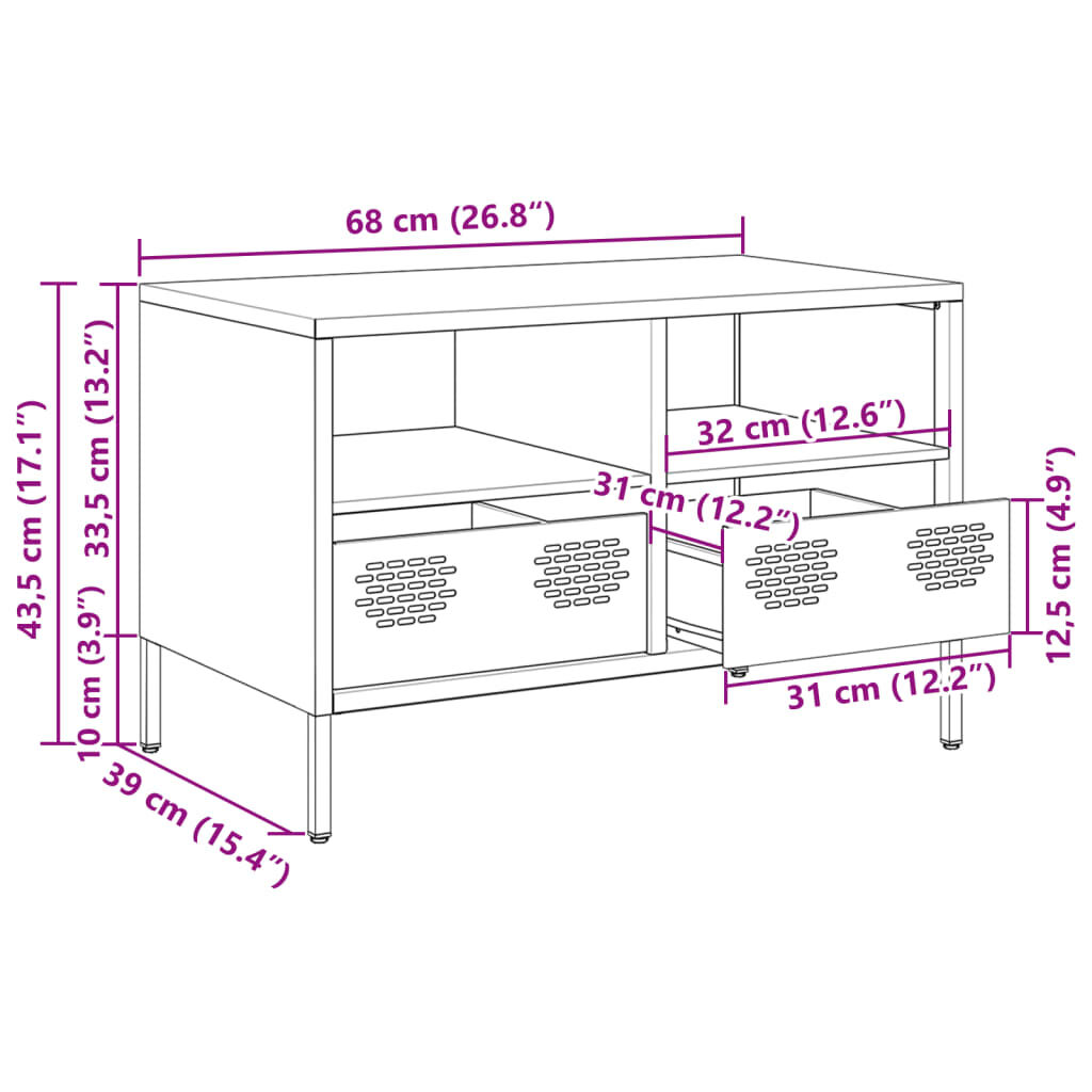 vidaXL Έπιπλο Τηλεόρασης Ανθρακί 68x39x43,5 εκ. Ατσάλι Ψυχρής Έλασης