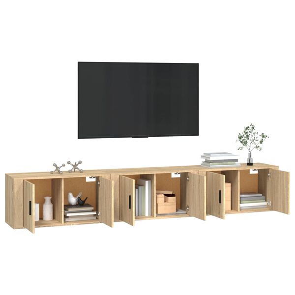 vidaXL Έπιπλα Τηλεόρασης Επιτοίχια 3 τεμ. Sonoma Δρυς 80x34,5x40 εκ
