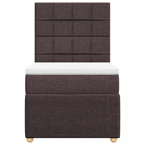 vidaXL Κρεβάτι Boxspring με Στρώμα Σκούρο Καφέ 100x200 εκ. Υφασμάτινο
